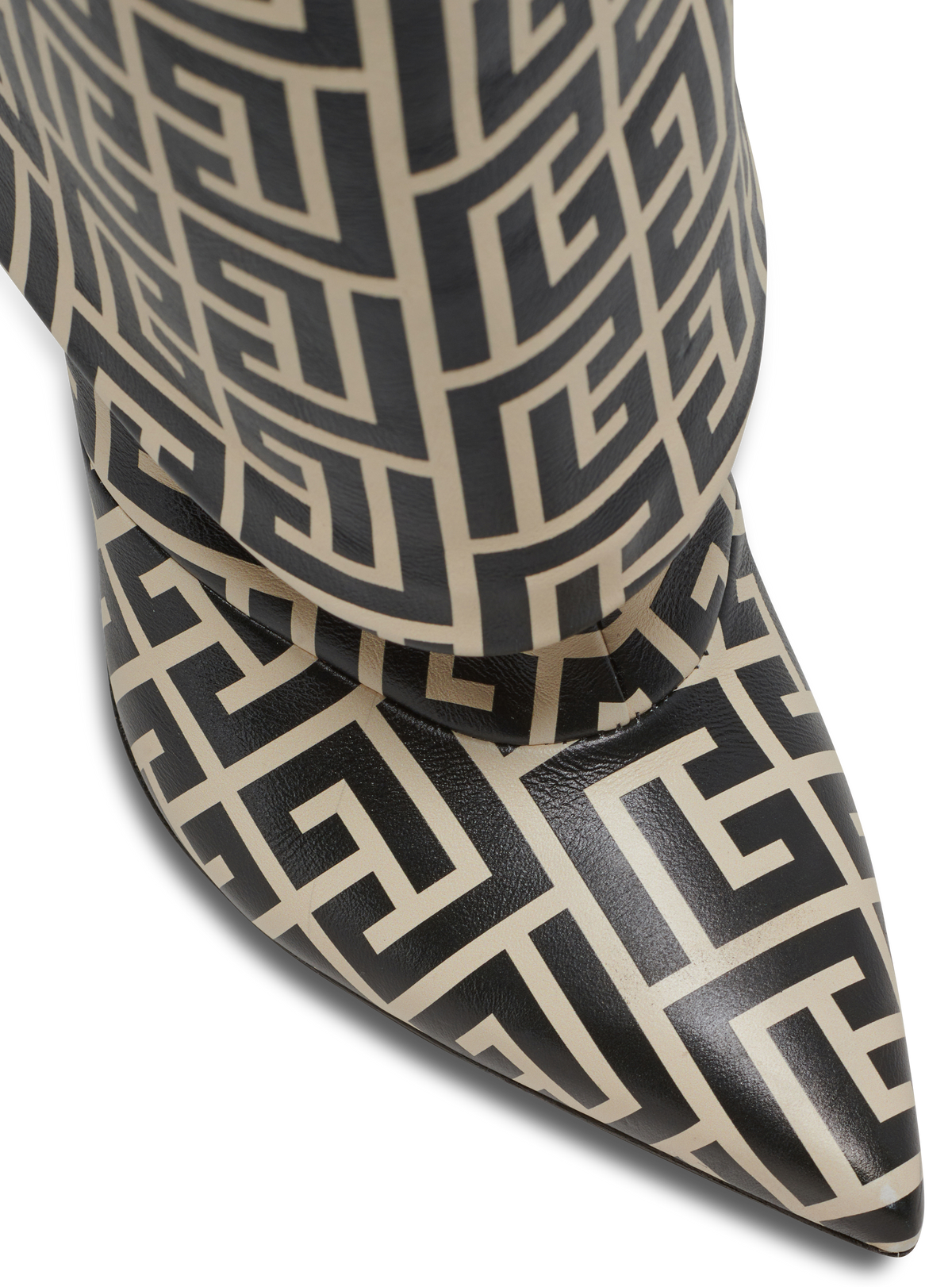 Bottes ariel en cuir monogrammé - Ivoire & Noir