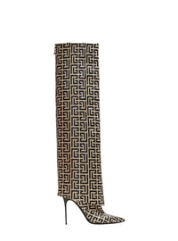 Bottes ariel en cuir monogrammé - Ivoire & Noir