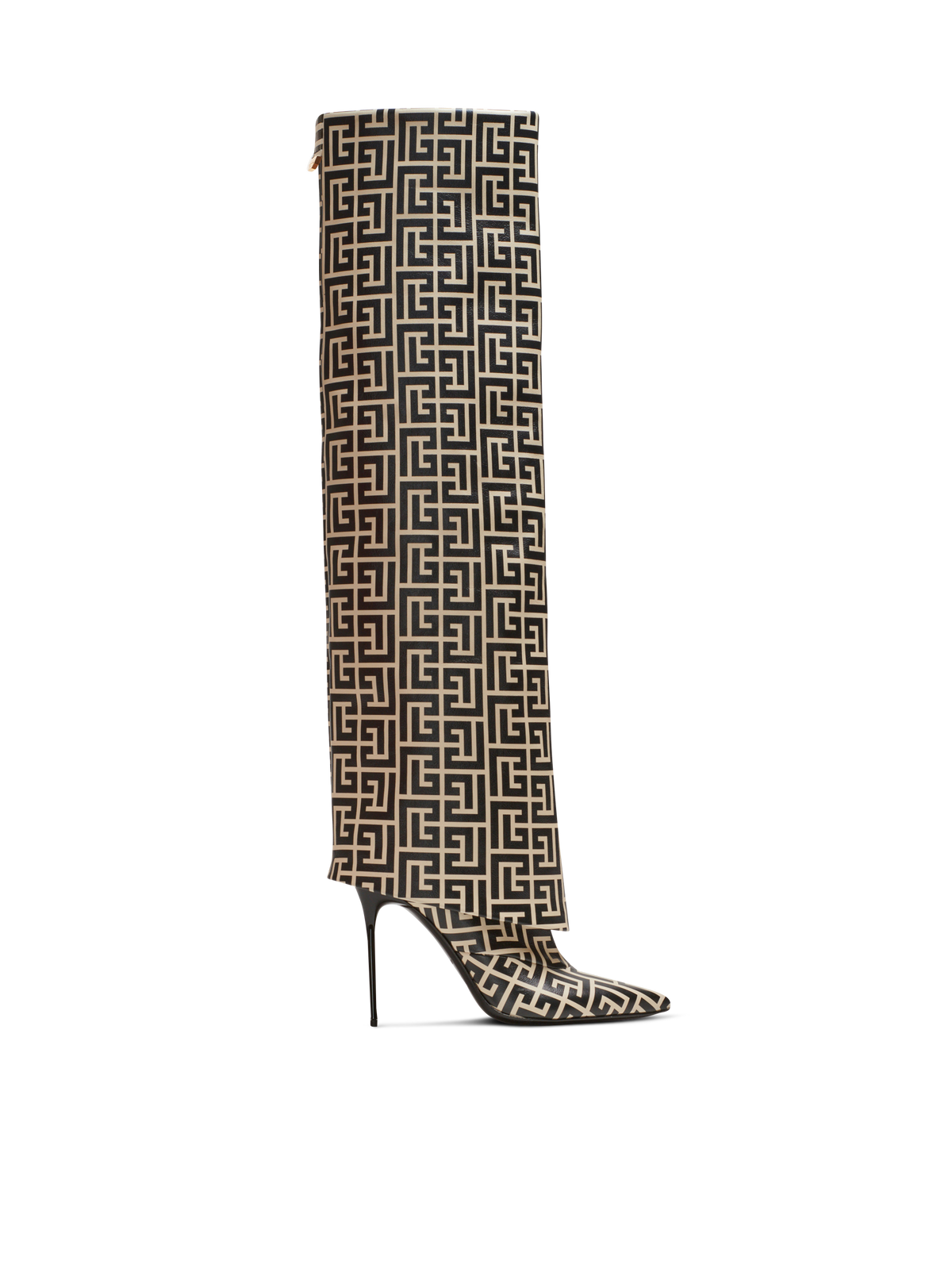 Bottes ariel en cuir monogrammé - Ivoire & Noir