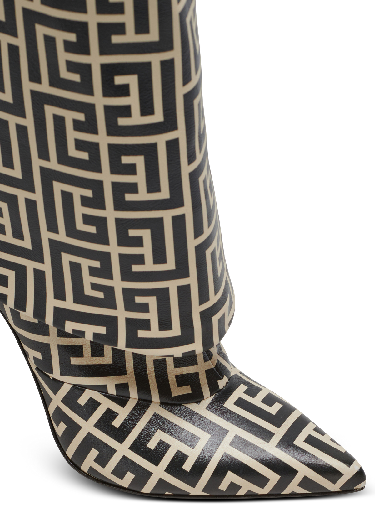 Bottes ariel en cuir monogrammé - Ivoire & Noir