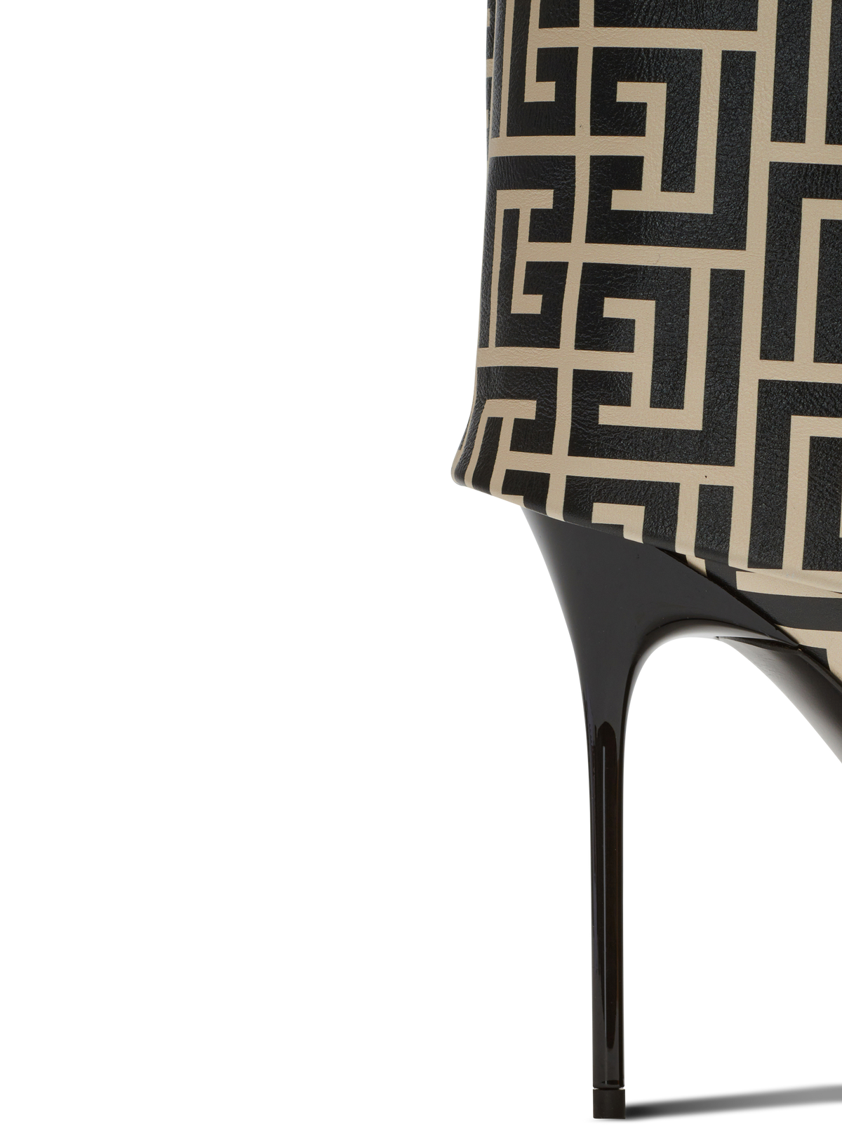 Bottes ariel en cuir monogrammé - Ivoire & Noir