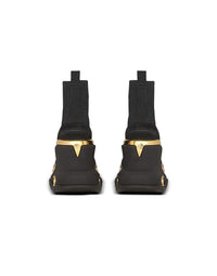 Baskets b-bold compensées en maille monogramme - Noir