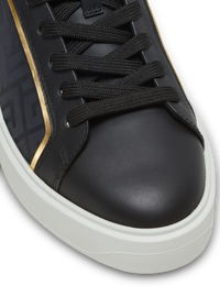 Baskets b-court en cuir et nylon monogramme - Noir & Or