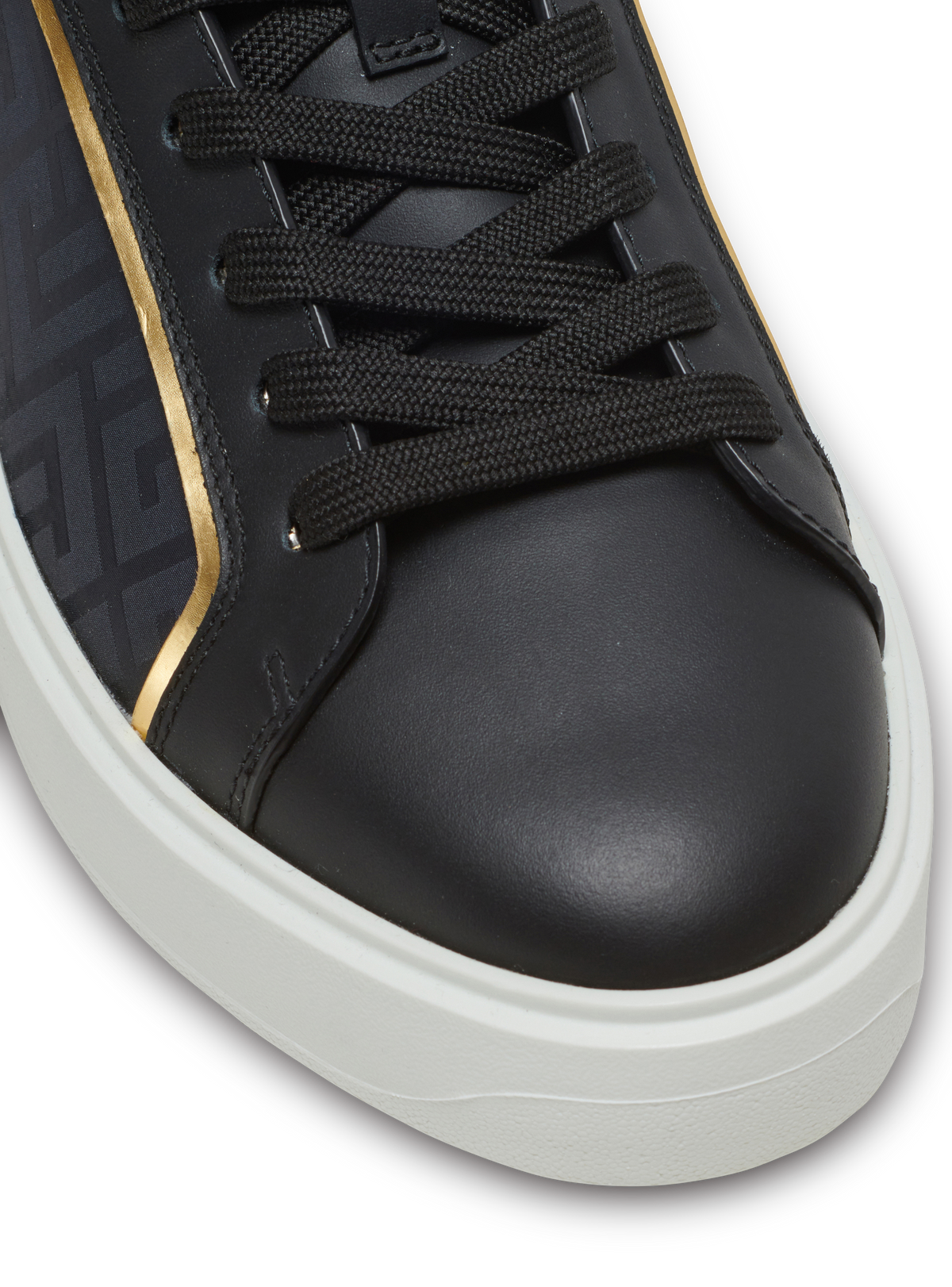 Baskets b-court en cuir et nylon monogramme - Noir & Or