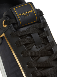 Baskets b-court en cuir et nylon monogramme - Noir & Or