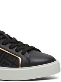 Baskets b-court en cuir et nylon monogramme - Noir & Or
