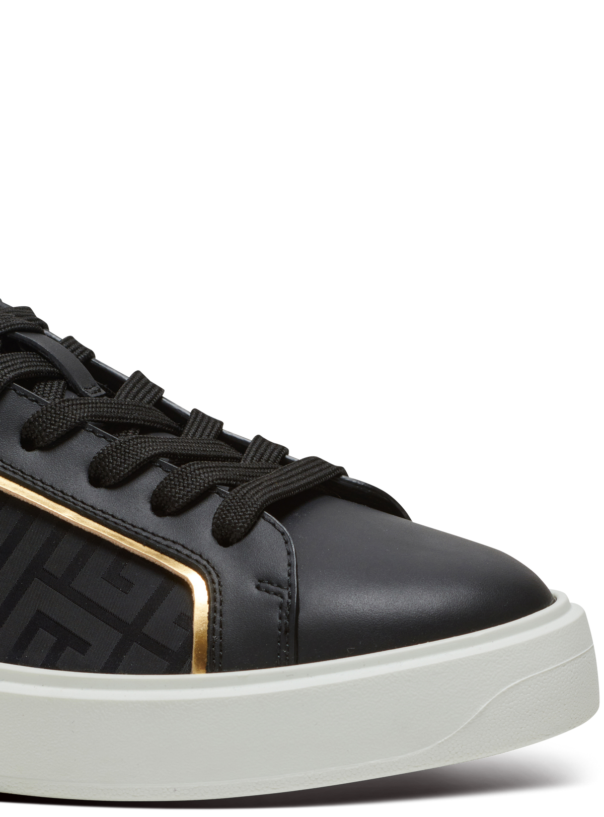 Baskets b-court en cuir et nylon monogramme - Noir & Or