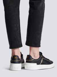 Baskets b-court en cuir et nylon monogramme - Noir & Or