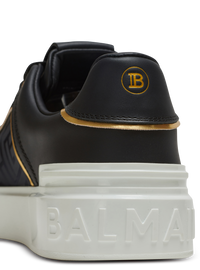 Baskets b-court en cuir et nylon monogramme - Noir & Or