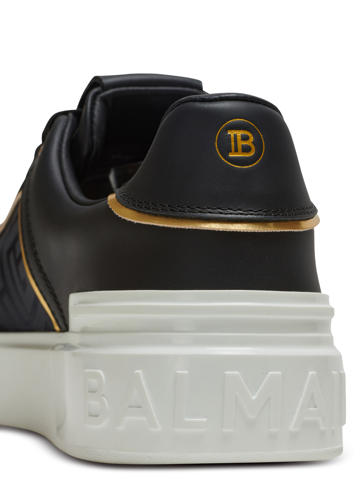 Baskets b-court en cuir et nylon monogramme - Noir & Or