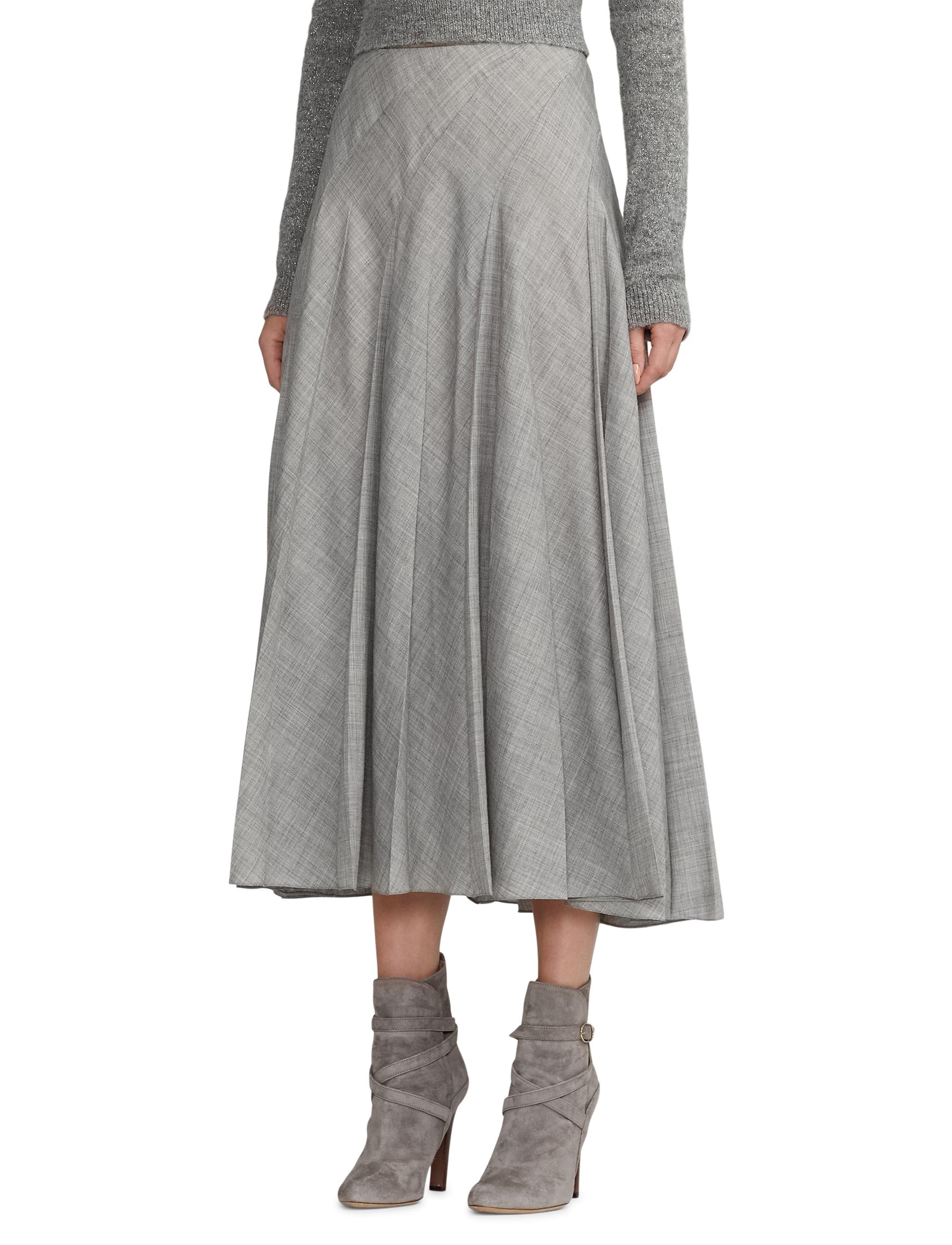 Jupe Harleigh plissée en laine - Classic Light Grey