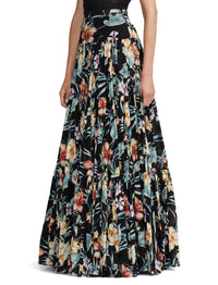 Maxi jupe Sutton à motif voile de lin - Black Multi