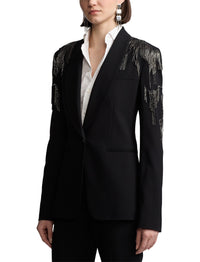 Veste Tamara décorée en crêpe de laine - Black