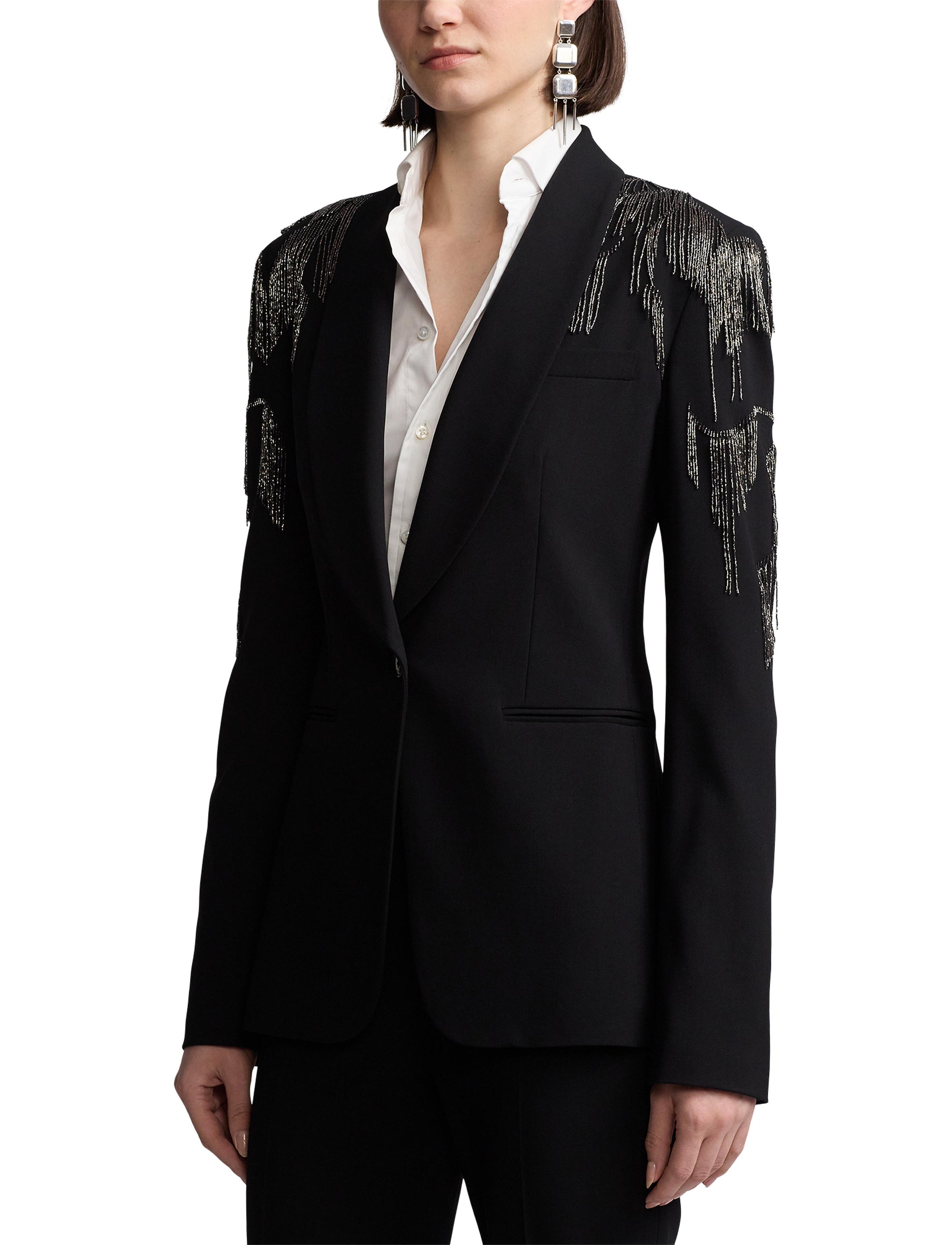 Veste Tamara décorée en crêpe de laine - Black