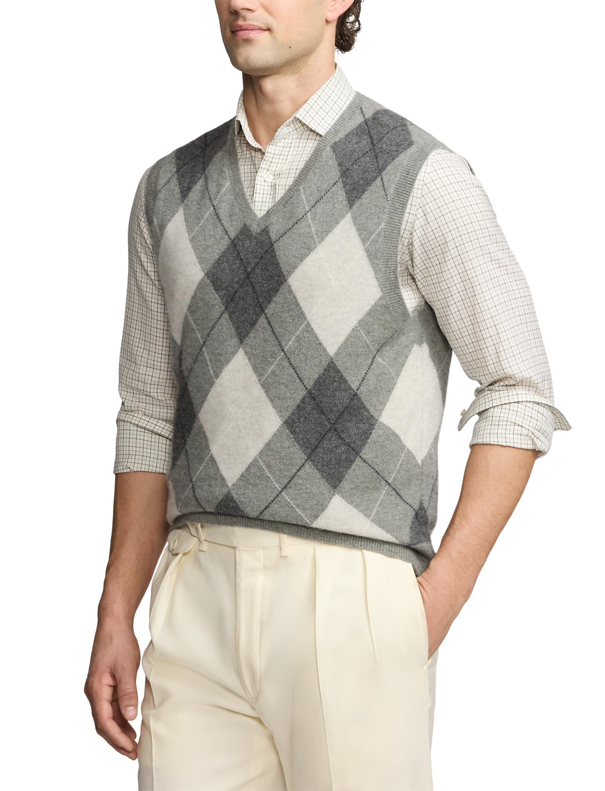 Pull débardeur en cachemire  - Light Grey Heather & Multicolore