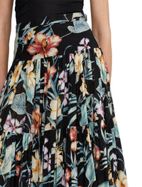 Maxi jupe Sutton à motif voile de lin - Black Multi