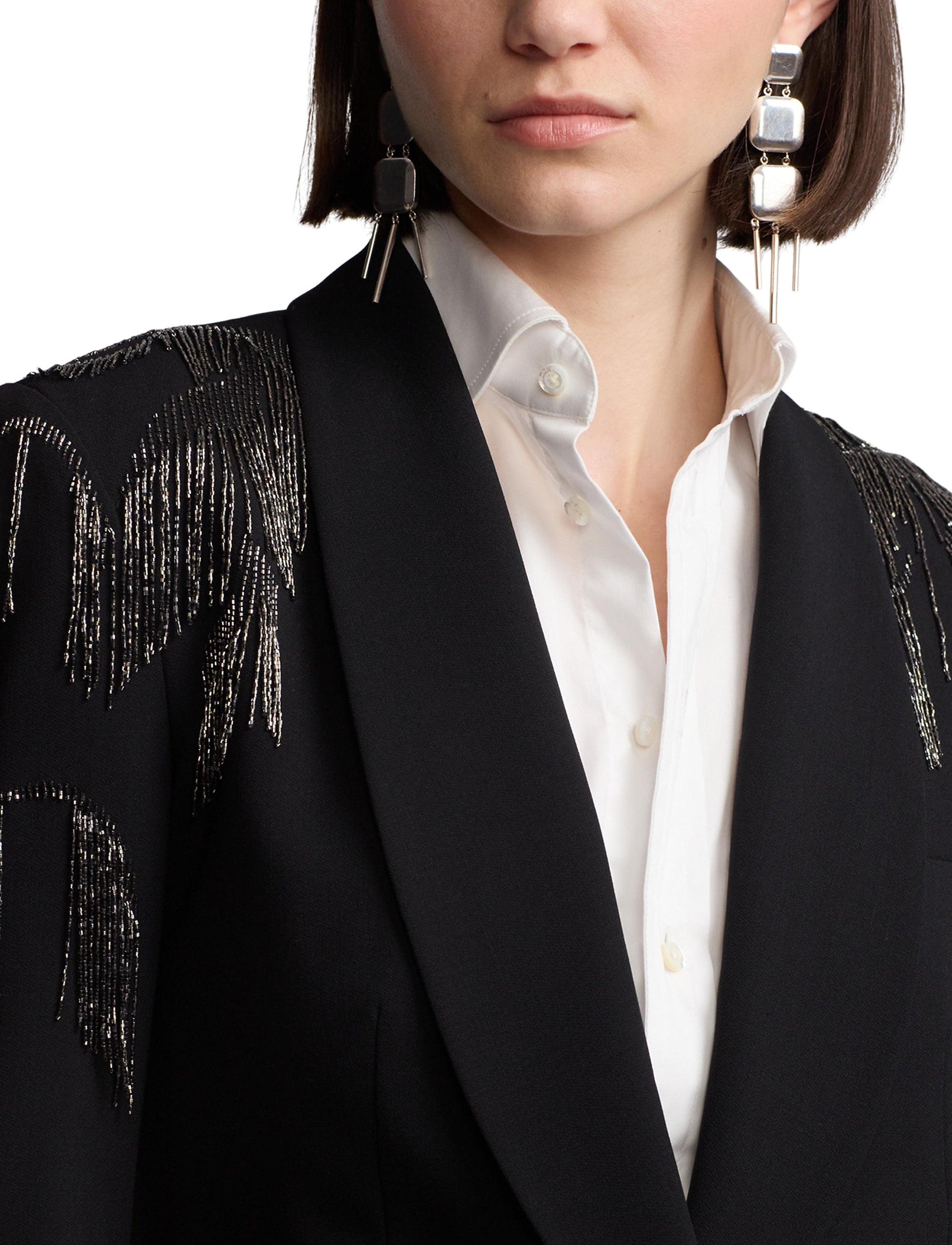 Veste Tamara décorée en crêpe de laine - Black