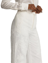 Dean embroidered trousers in micro-piqué - Cream