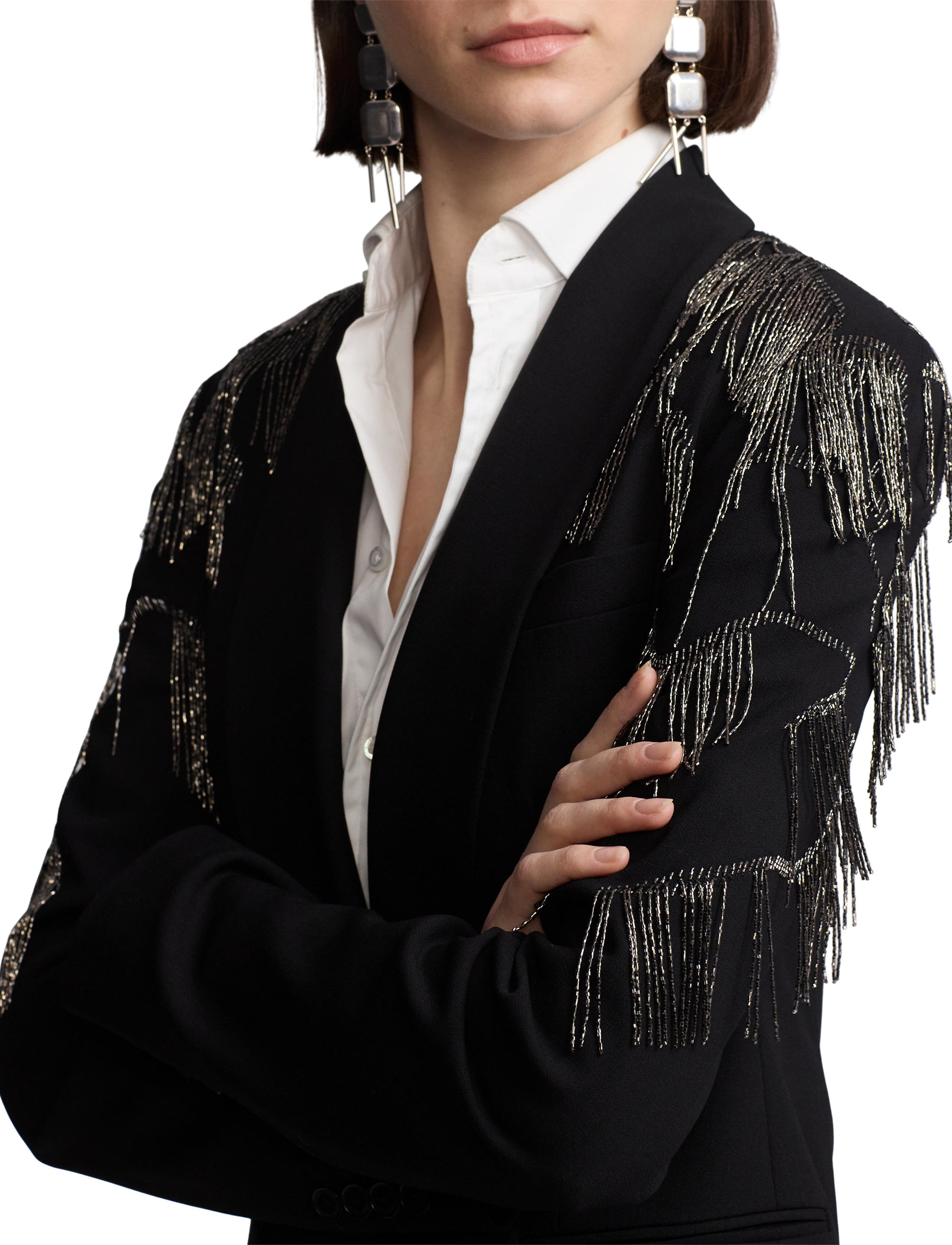 Veste Tamara décorée en crêpe de laine - Black