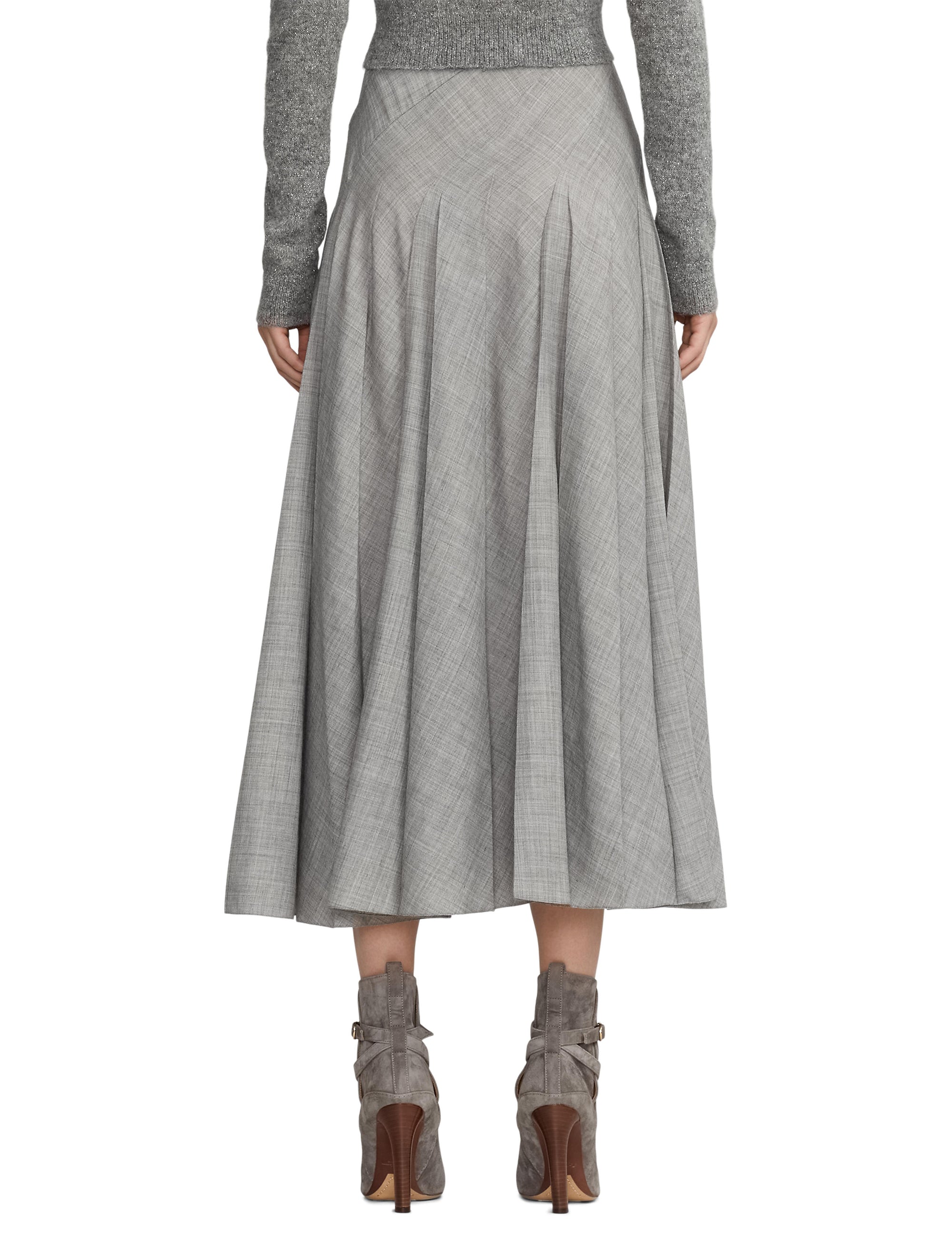 Jupe Harleigh plissée en laine - Classic Light Grey