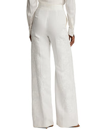 Dean embroidered trousers in micro-piqué - Cream