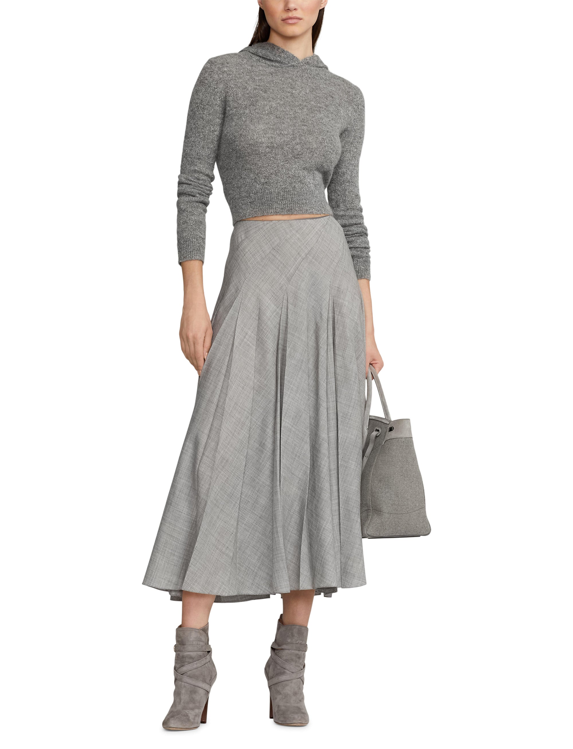 Jupe Harleigh plissée en laine - Classic Light Grey