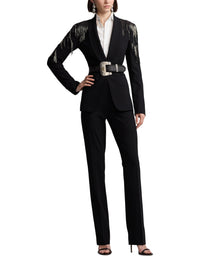 Veste Tamara décorée en crêpe de laine - Black