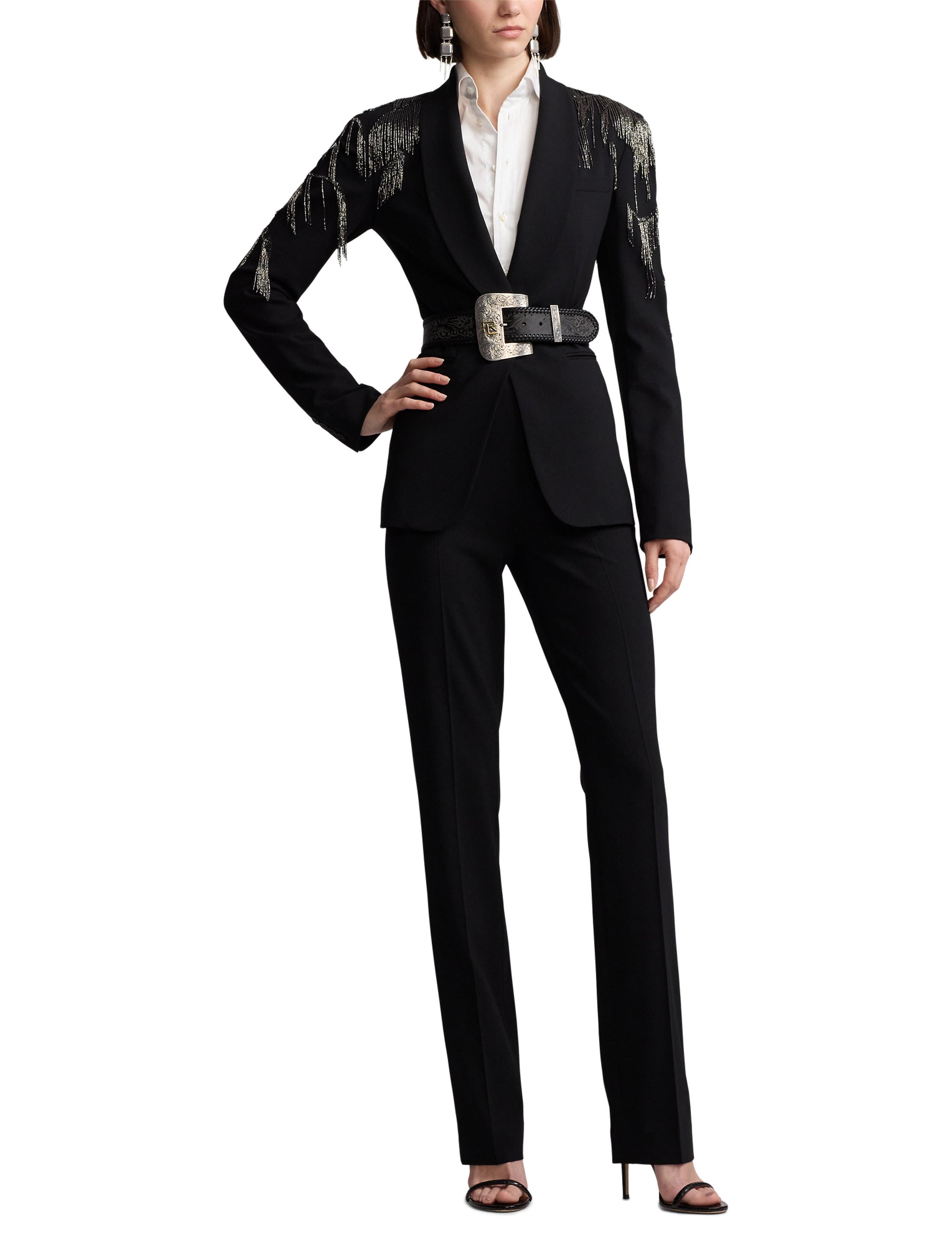 Veste Tamara décorée en crêpe de laine - Black