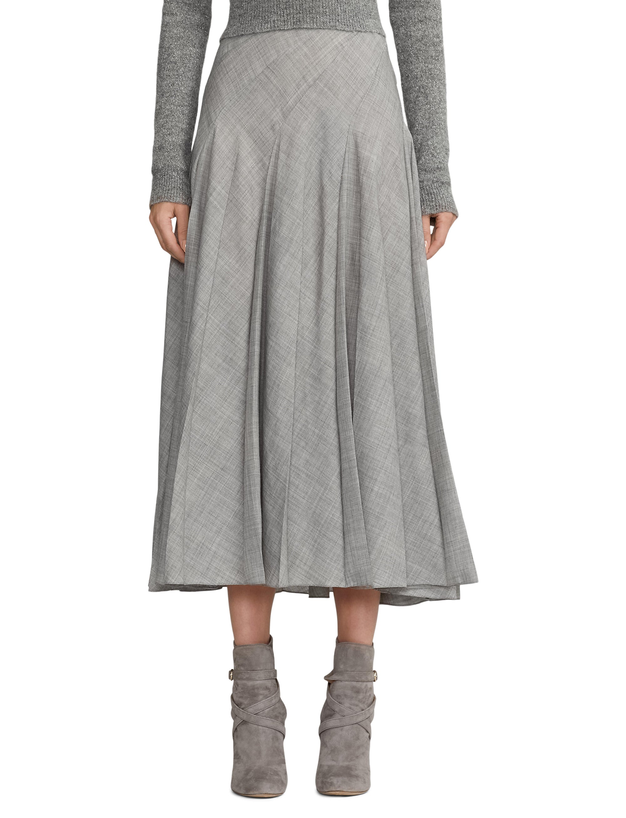 Jupe Harleigh plissée en laine - Classic Light Grey