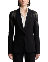 Veste Tamara décorée en crêpe de laine - Black