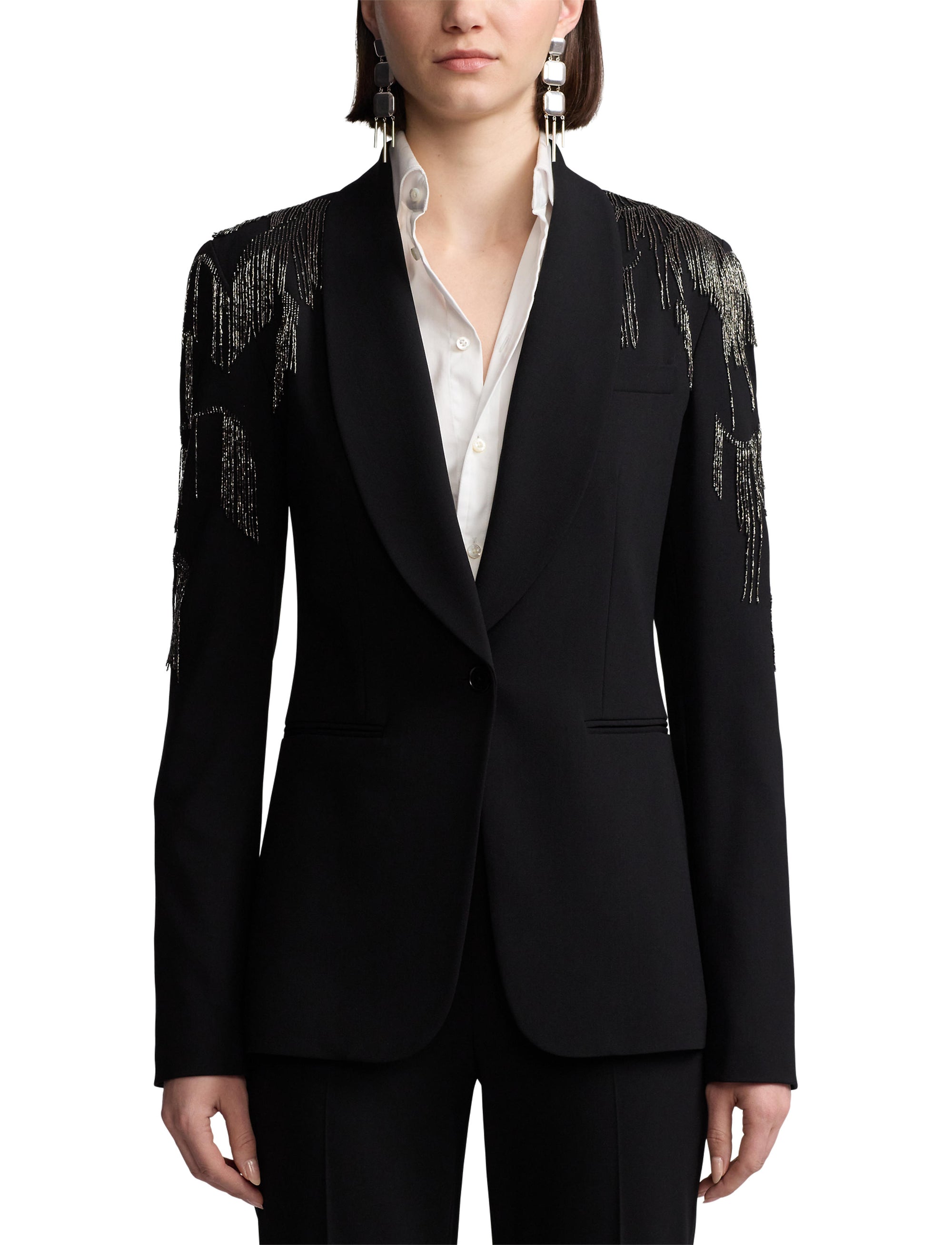 Veste Tamara décorée en crêpe de laine - Black