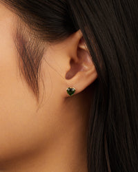 Mono heart earring in yellow gold - Diopside