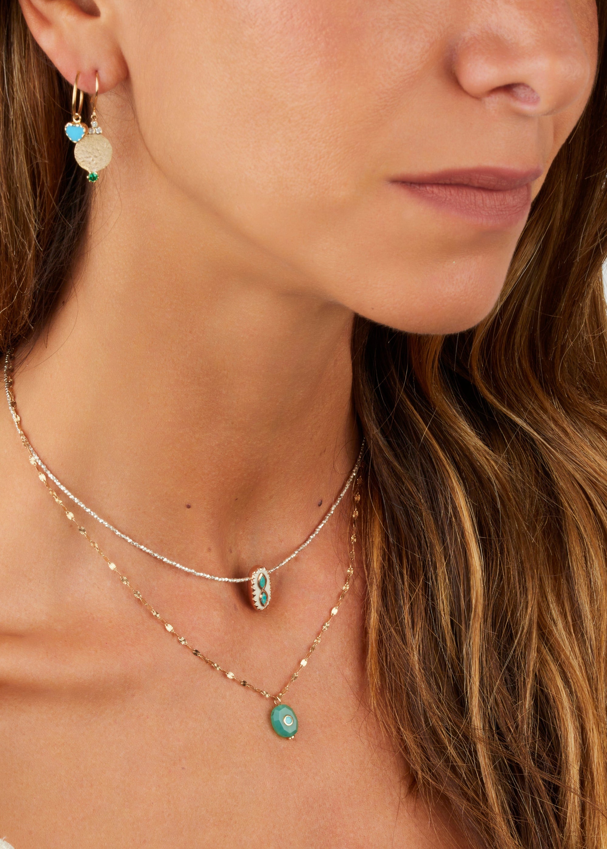 Collier Montauk N°3 en or jaune - Pierre de soleil & Tourmaline