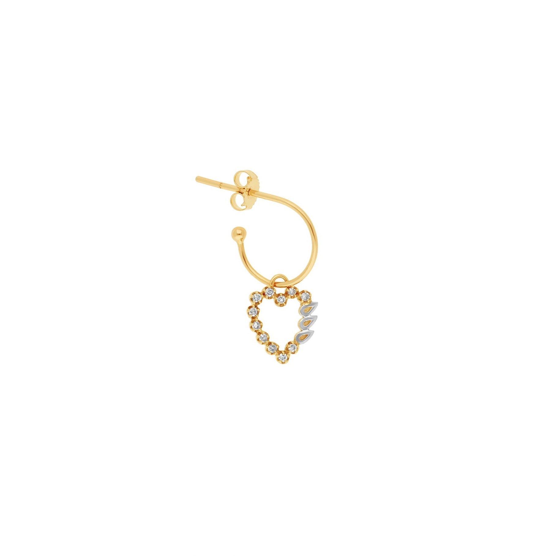 Mono boucle d'oreille en or jaune - Labradorite & Émeraude