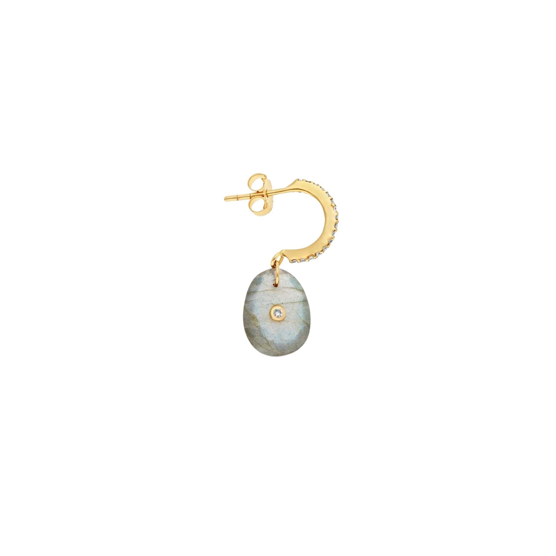 Mono boucle d'oreille en or jaune sertie de diamant - Diamant & Grenat