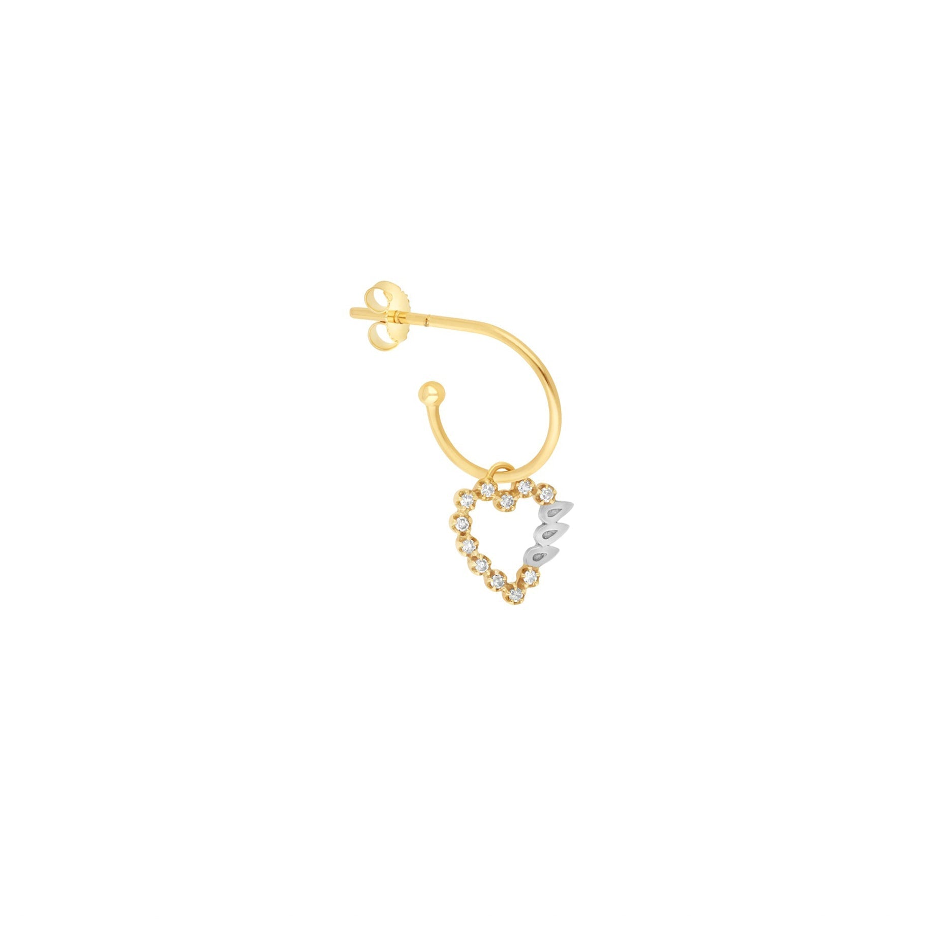 Mono boucle d'oreille Billie en or jaune avec diamant - Or jaune & Pierre de lune