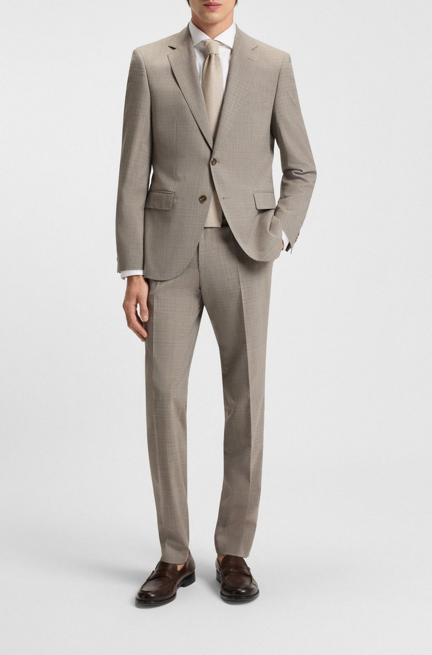 MEDIUM BEIGE // BUSINESS SUITS H-HUGE-3PCS-232