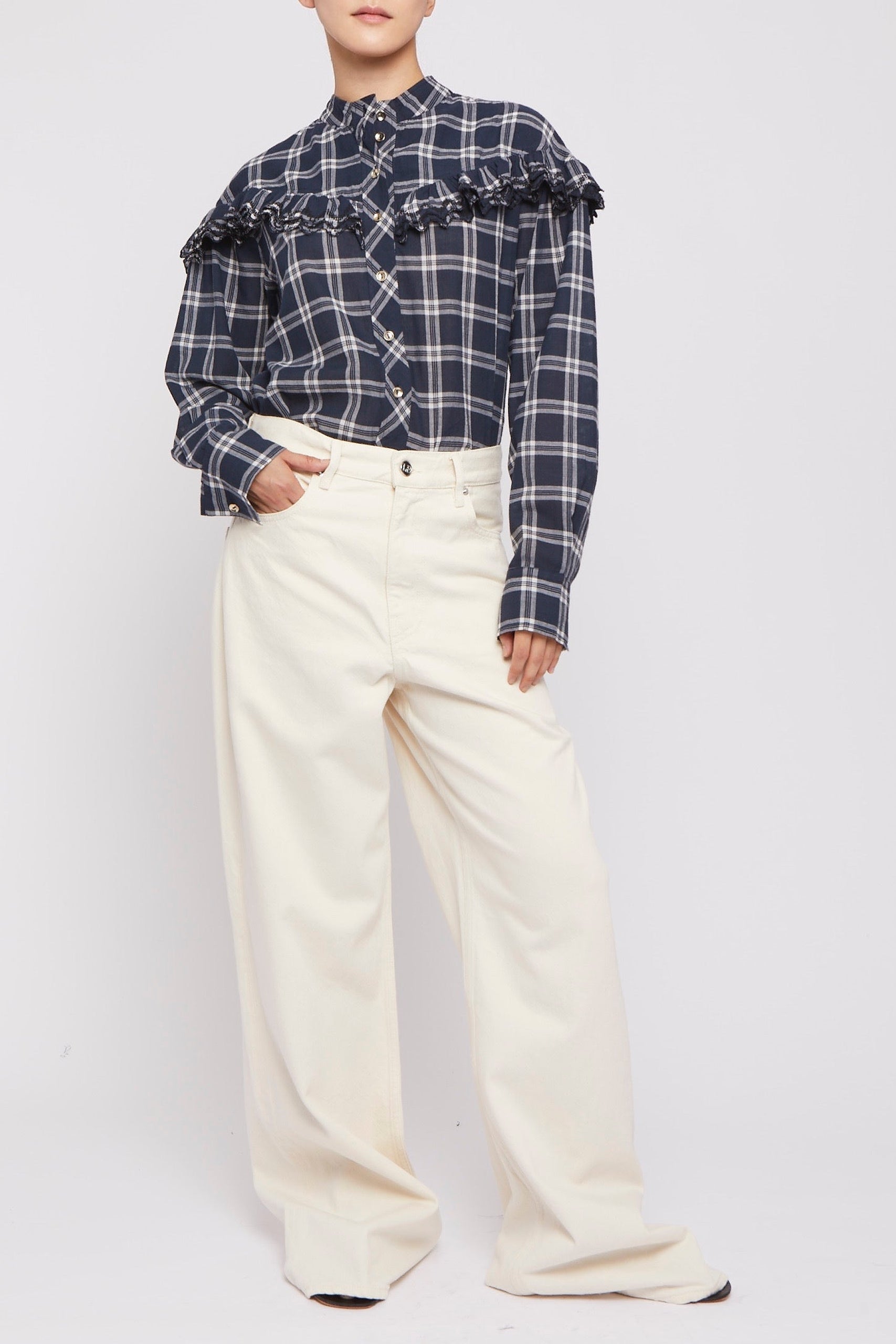 Blouse Boat à manches longues - White