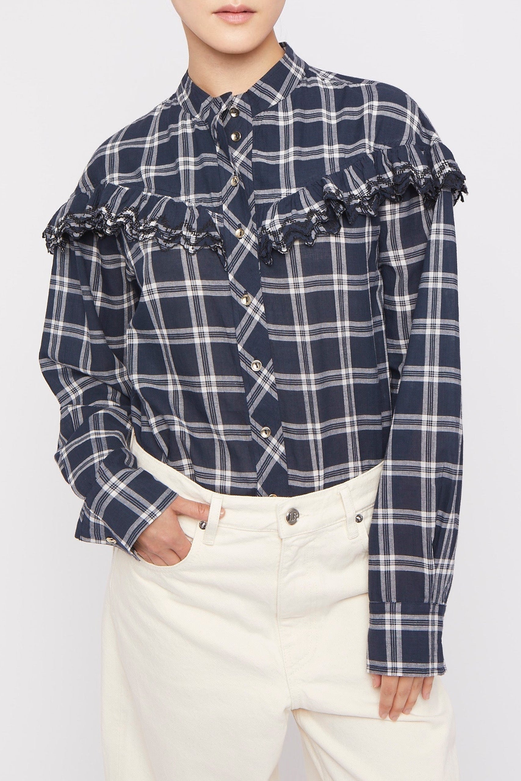 Blouse Boat à manches longues - White