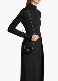 Black Nano Bobbi Crossbody Bag In Black Suede - Black