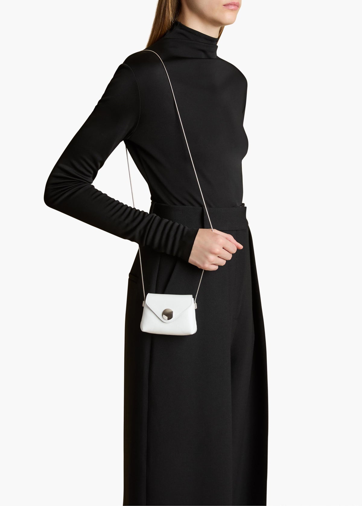 Optic White Nano Bobbi Crossbody Bag In Optic White Crackle Patent Leather - Optic White