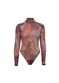 Collo turtleneck bodysuit - Kava Print