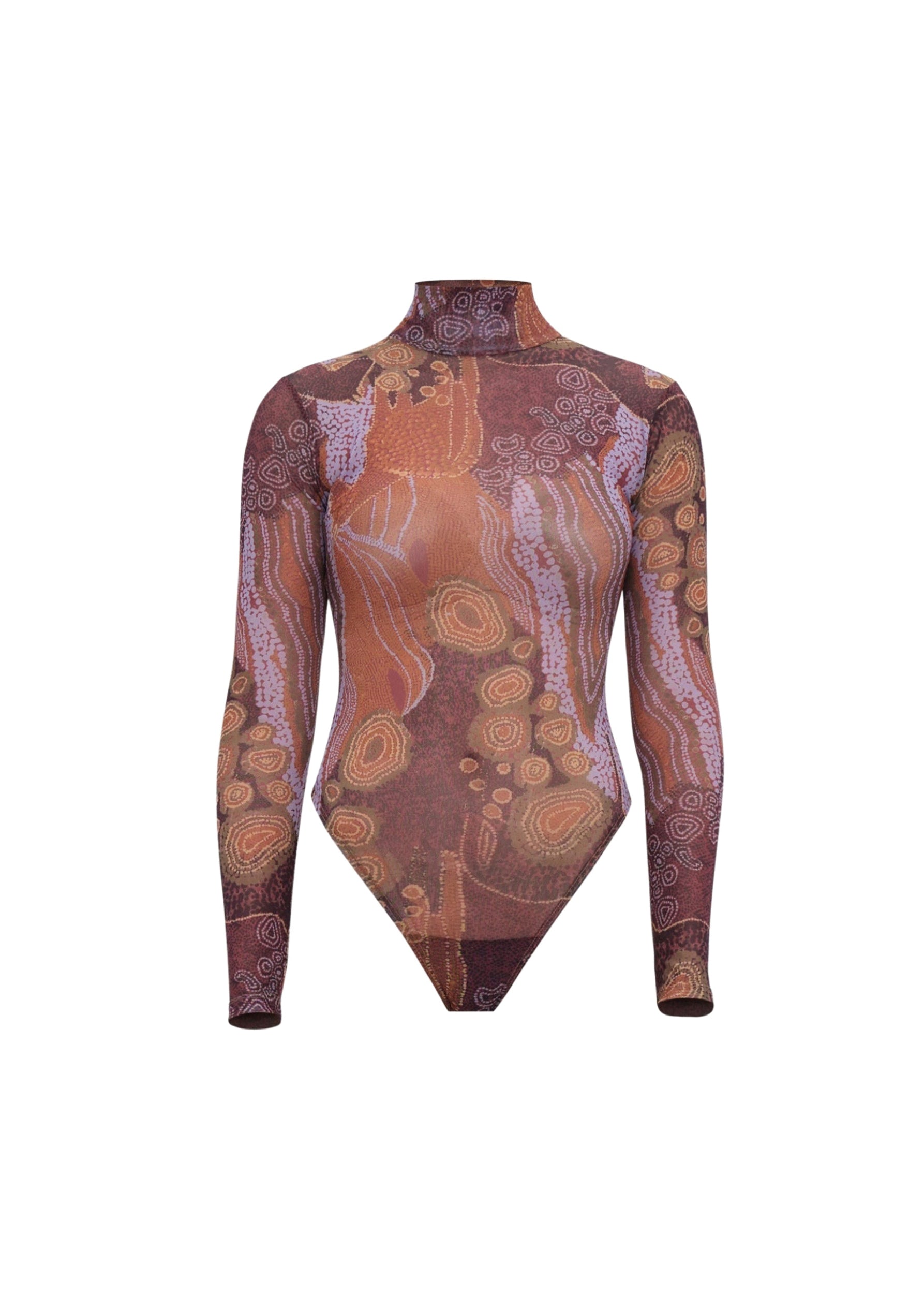 Collo turtleneck bodysuit - Kava Print