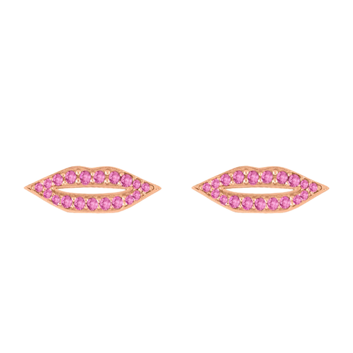 French Kiss stud earrings in 18-carat rose gold and sapphire - Pink