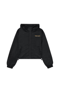 Veste coupe-vente à capuche Bold Health en satin - Black