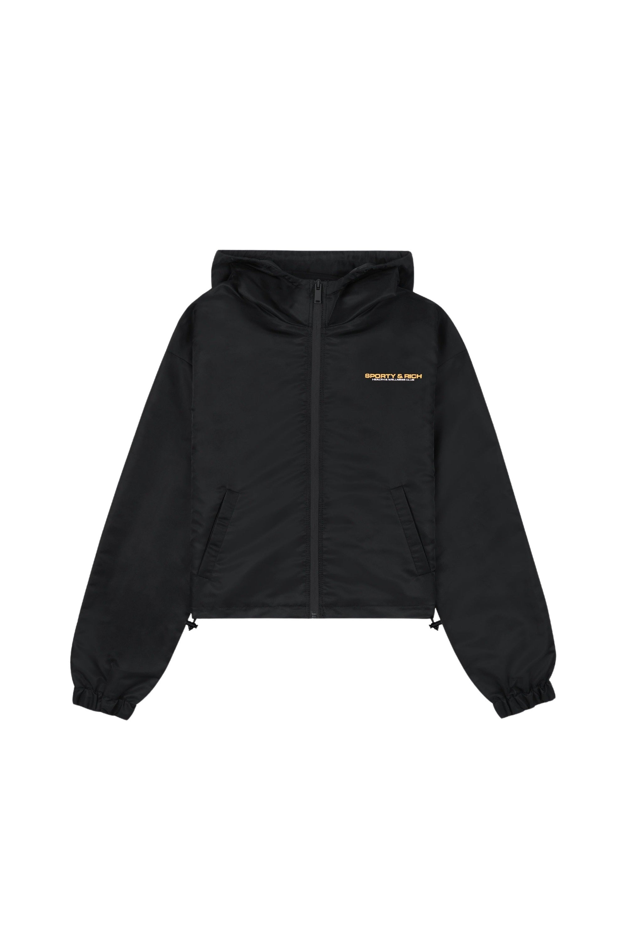 Veste coupe-vente à capuche Bold Health en satin - Black
