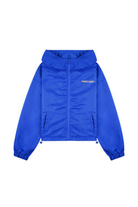 Veste coupe-vente à capuche Bold Health en satin - Paris Blue