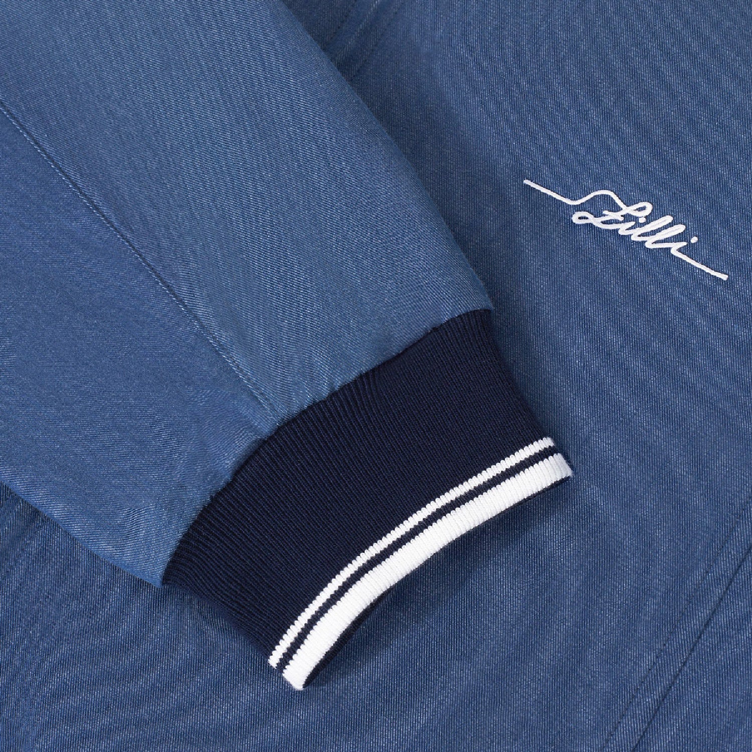 Zipped bomber with linen pockets - Blue