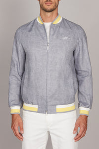 Blouson aviateur côtelé en lin - Gris