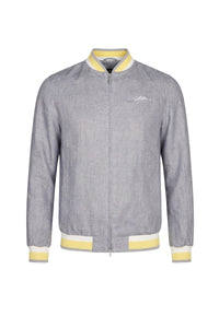 Blouson aviateur côtelé en lin - Gris